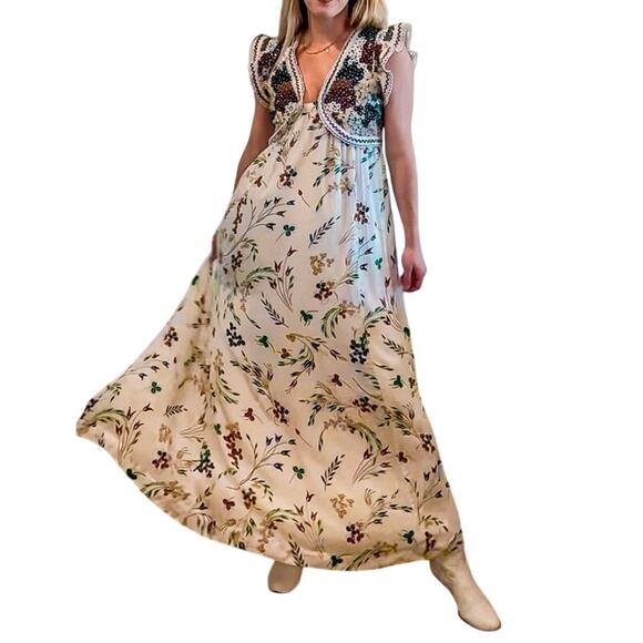 Anthropologie Printed V-Neck Maxi Dress Size 6 / 18.5 PTP New w/ Tag MSRP $198 - Picture 9 of 16